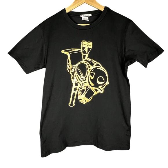 Uniqlo Gundam Bandai 30th Anniversary Anime Gold Print Black T-Shirt - Size L - Picture 1 of 4
